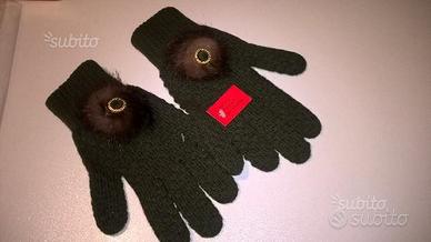 Guanti lana e angora con applicazione pelliccia