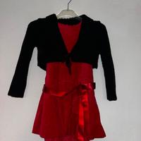 Vestito velluto rosso con cardigan nero
