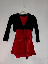 Vestito velluto rosso con cardigan nero