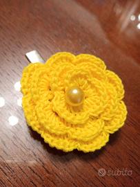 molletta handmade fiore giallo 