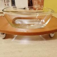 insalatiera in vetro con supporto in legno 