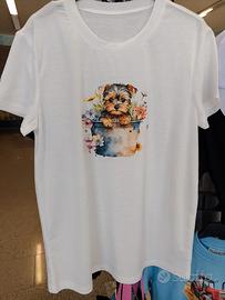 Maglietta Maniche Corte t-shirt Stampa cane