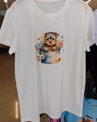 Maglietta Maniche Corte t-shirt Stampa cane