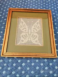 quadro vintage farfalla crochet handemade unci