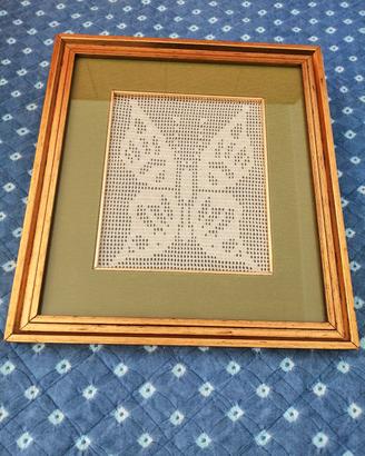 quadro vintage farfalla crochet handemade unci