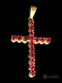 Croce oro 750 certificata testata con rubini