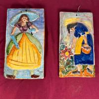 Coppia bassorilievi vintage, siciliani in ceramica