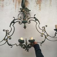 Lampadario in ferro battuto metà '900