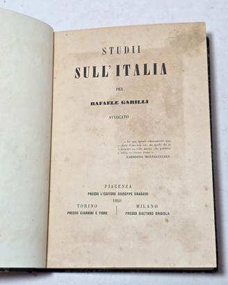 Libro Antico 1860 Studii sull'Italia Garilli