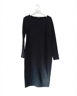 Abito vestito nero basic maniche lunghe midi