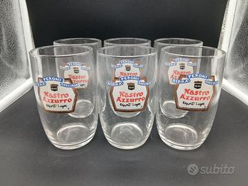 6 Bicchieri Birra Nastro Azzurro Peroni Vintage