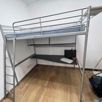 Letto soppalco IKEA 140x200 materasso e scrivania