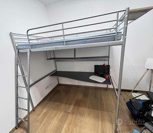 Letto soppalco IKEA 140x200 materasso e scrivania