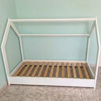Letto Montessori 160x80 - Legno Bianco + Materasso