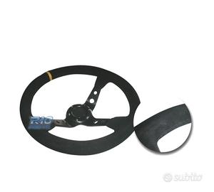 VOLANTE INVERTITO IN PELLE SCAMOSCIATA NERA CON BR