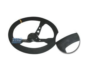 VOLANTE INVERTITO IN PELLE SCAMOSCIATA NERA CON BR
