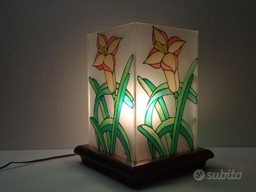 Lampada vintage vetri dipinti a mano