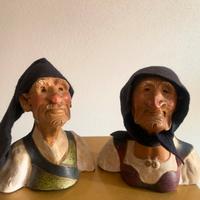 Mezzi busti sardi scultura in terracotta vintage