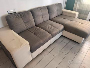 Divano letto con penisola/contenitore e pouf