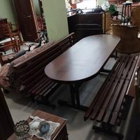 tavolo con panca in legno iroco 