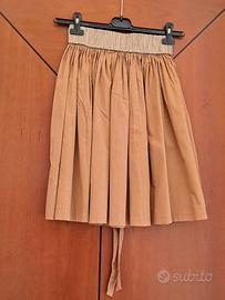 Gonna a pieghe cotone marrone