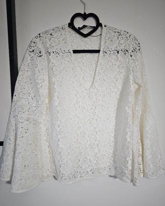 Blusa in pizzo bianco Zara Woman – nuova