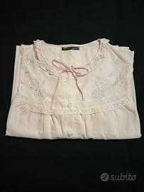Camicia da notte rosa in cotone