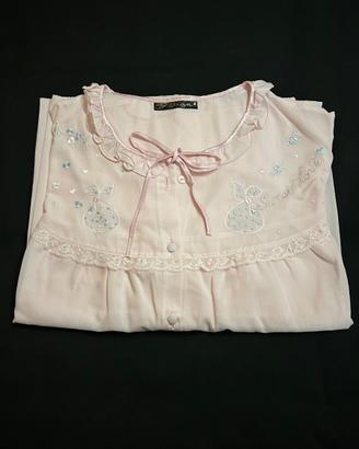 Camicia da notte rosa in cotone