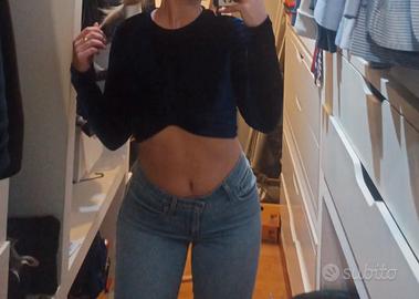 Top crop velluto blu notte Calliope