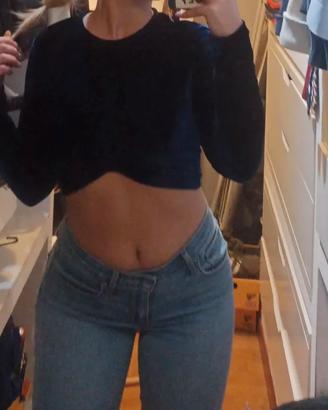 Top crop velluto blu notte Calliope
