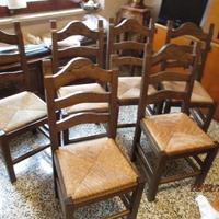 6 grandi sedie rustiche in rovere
