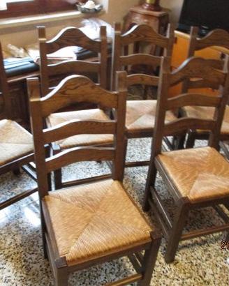 6 grandi sedie rustiche in rovere