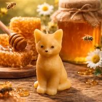 Candela forma gatto in cera D'Api