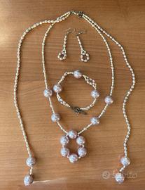 Parure collana gracciale orecchini perle acquadolc