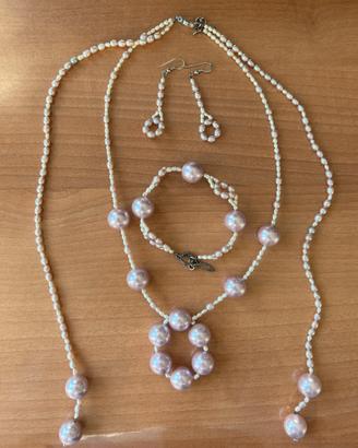 Parure collana gracciale orecchini perle acquadolc