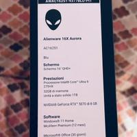 Notebook alienware 16X aurora