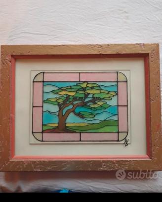 Quadro  pittura su vetro in rilievo  + Cornice 