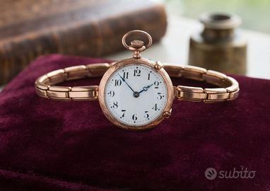 Esclusivo bracciale orologio argento oro fine 1800