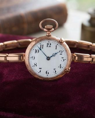 Esclusivo bracciale orologio argento oro fine 1800