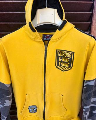 Felpa Guru Gialla con Zip e Cappuccio. Tg. 10 A