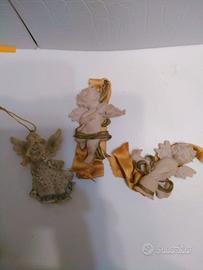 3 Angioleti in resina a forma di angelo Vintage