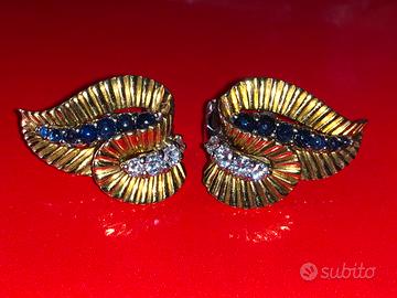Orecchini oro 18kt zaffiri e diamanti naturali
