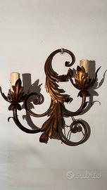 2 applique vintage in ferro battut dorato