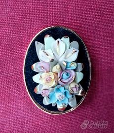 Spilla Capodimonte ceramica 