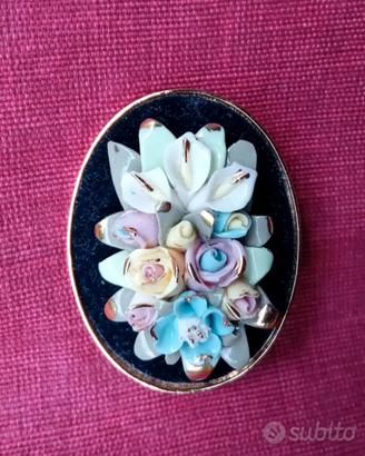 Spilla Capodimonte ceramica 