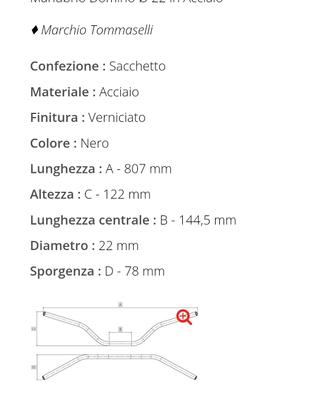 manubrio tommaselli diametro 22 mm per yamaha
