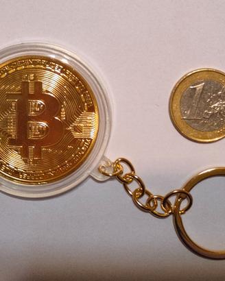 BTC Bitcoin Portachiavi - moneta stile oro gold