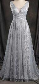 abito cerimonia lungo argento glitteR S/M