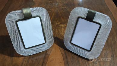 Coppia portafoto vetro/ottone anni 40 dis. Venini