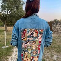 giacca jeans personalizzata pop art fumetti 